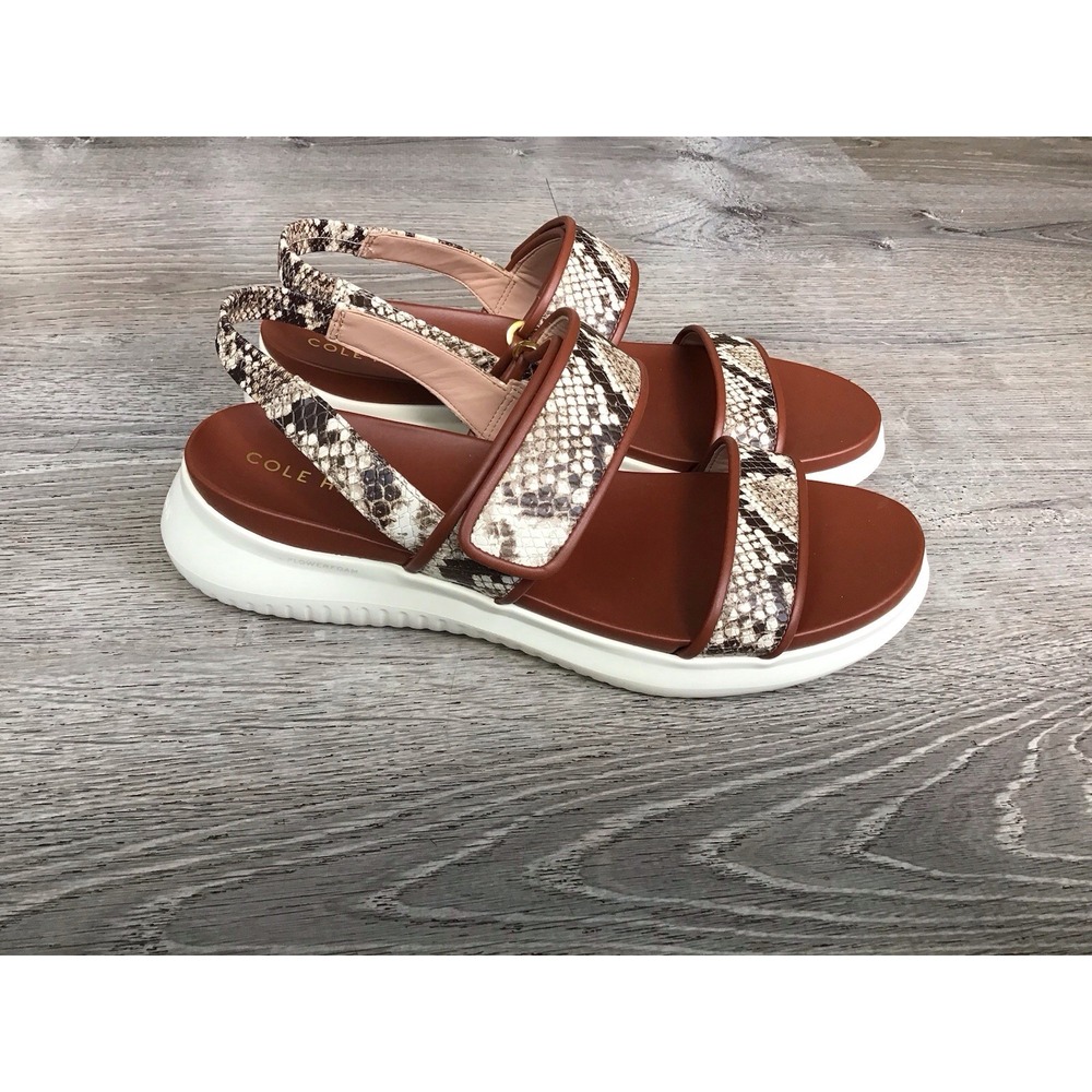 Cole Haan ZEROGRAND Meritt Sandal Women's Sandals Size 9.5 B Snake Pattern Brown